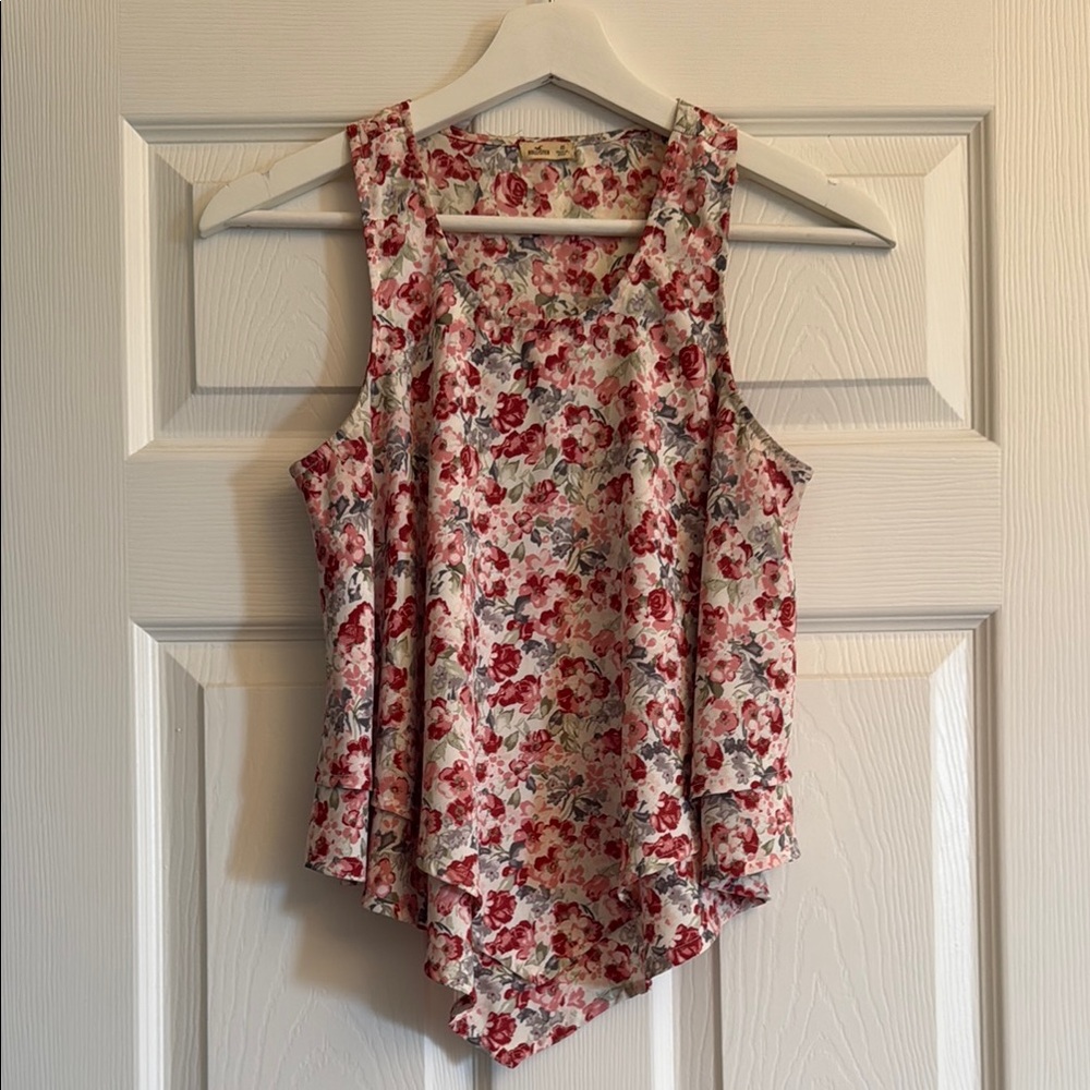 Hollister Asymmetrical Floral Tank Top Size XS